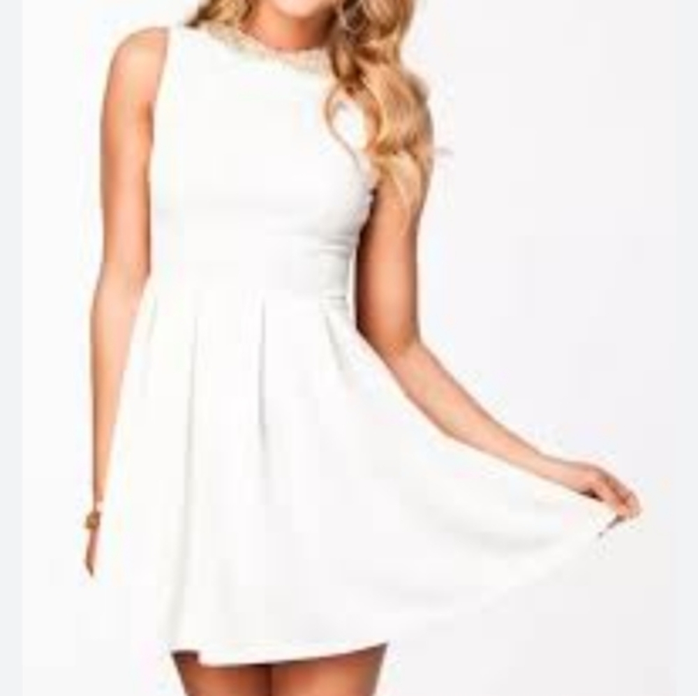 ❤️NWOT 4 Collective Cream Beaded A-line Sleeveless Dress 4C Size 0